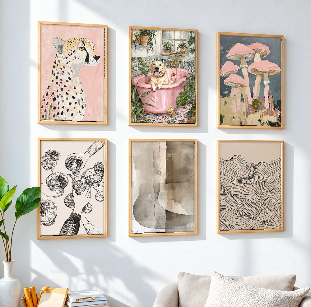 Set de 6 cuadros decorativos que combinan
