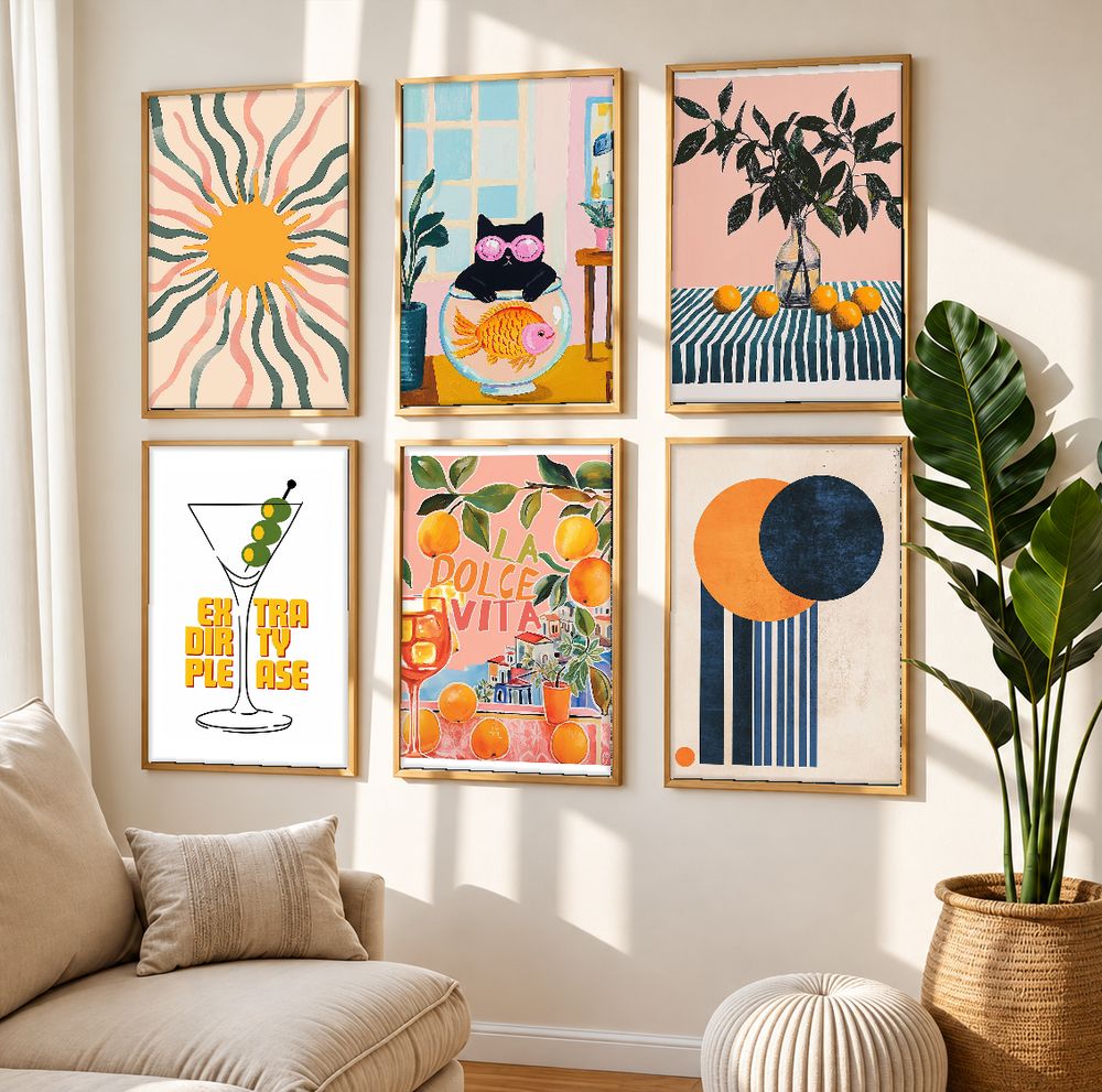 Set de 6 cuadros decorativos que combinan