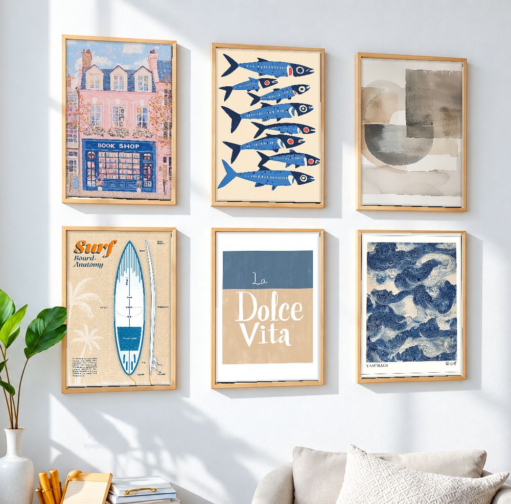 Set de 6 cuadros decorativos que combinan