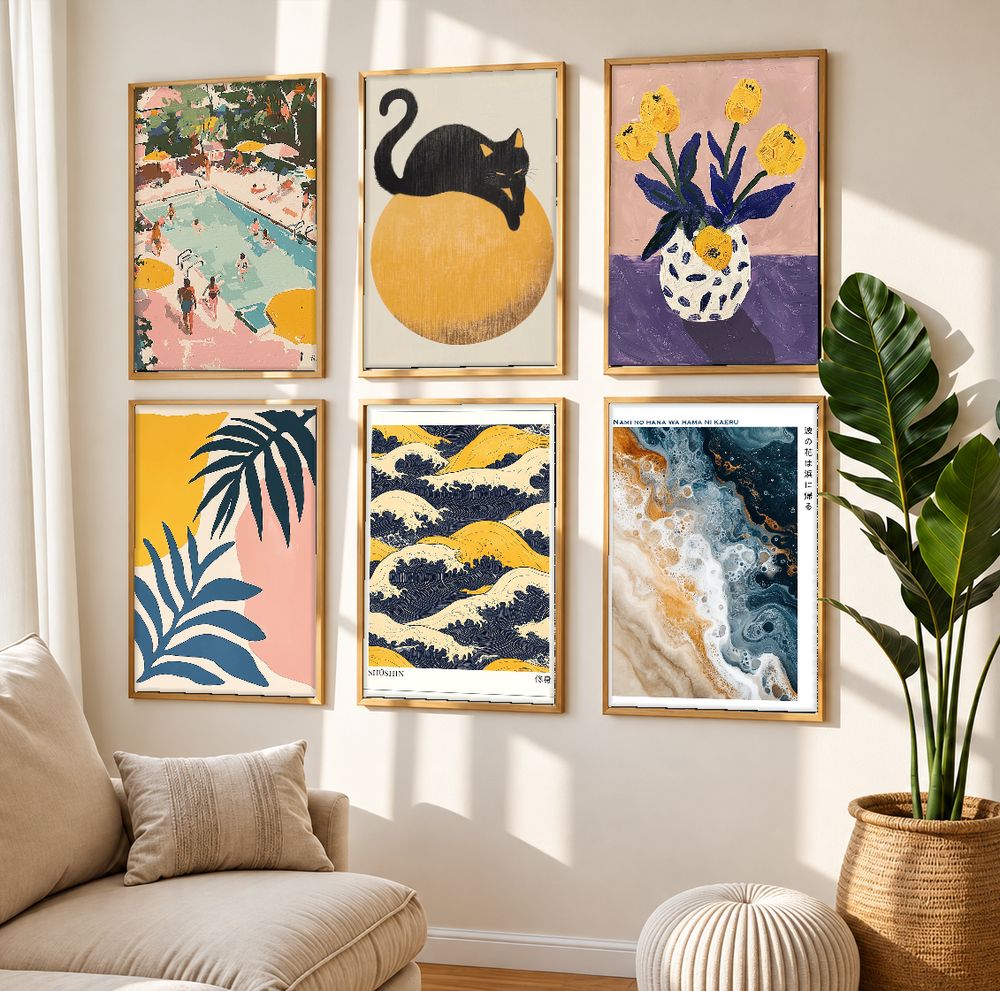 Set de 6 cuadros decorativos que combinan