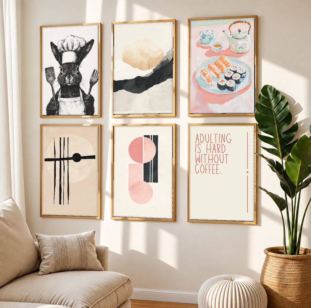 Set de 6 cuadros decorativos que combinan