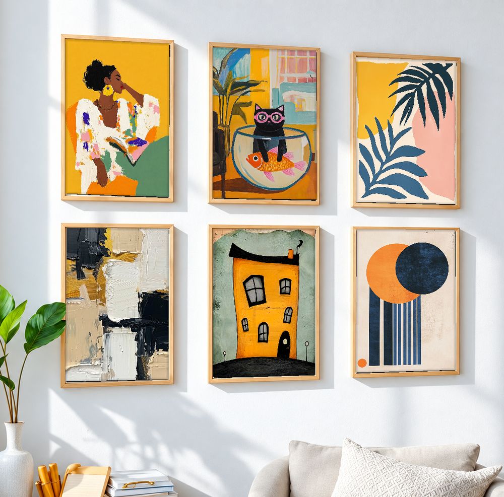 Set de 6 cuadros decorativos que combinan