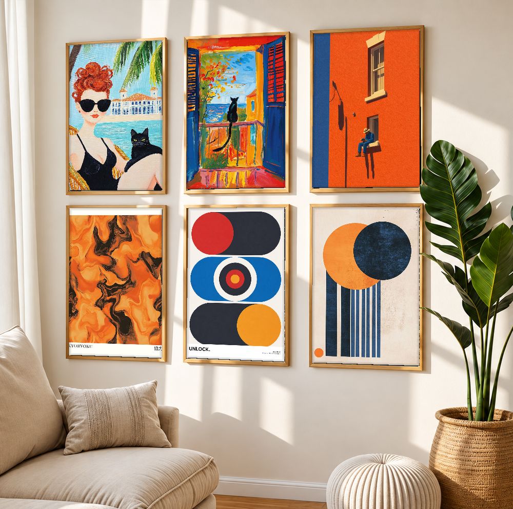 Set de 6 cuadros decorativos que combinan