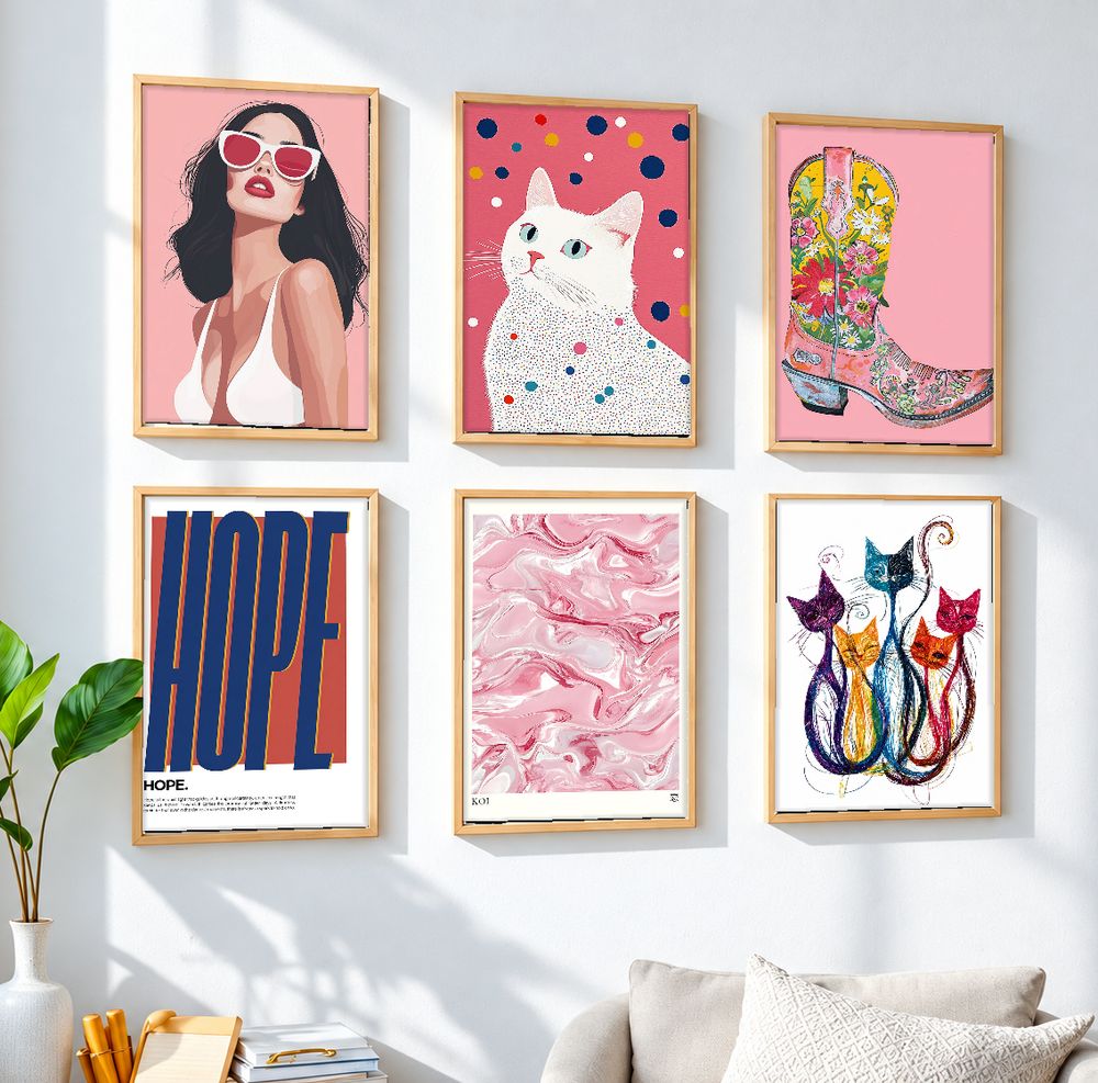 Set de 6 cuadros decorativos que combinan