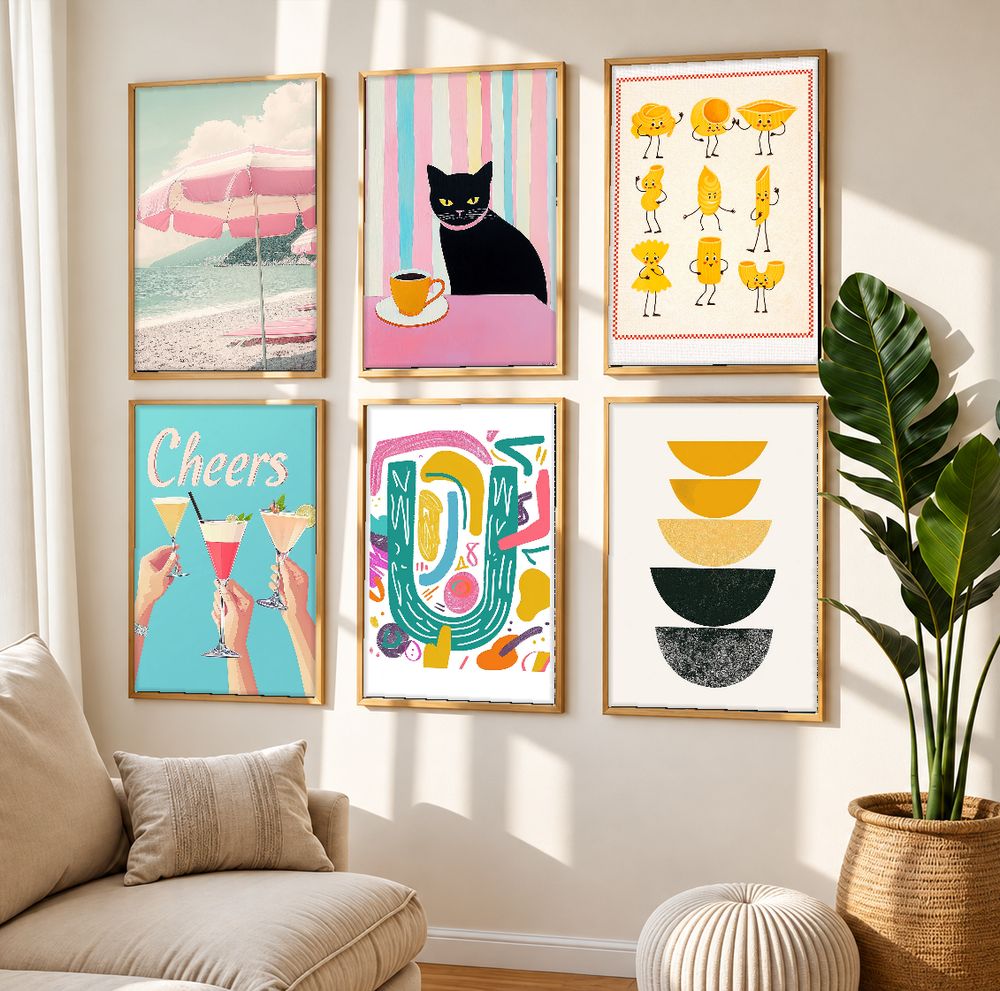 Set de 6 cuadros decorativos que combinan