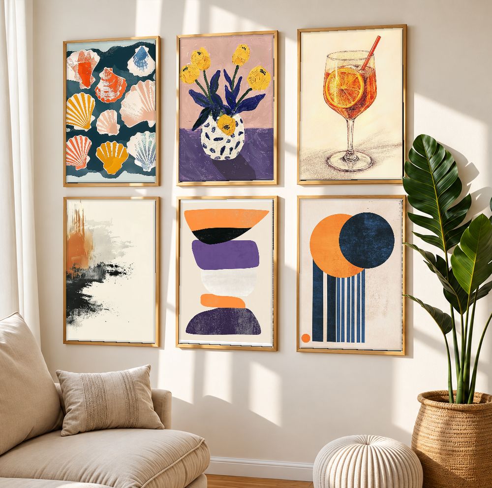 Set de 6 cuadros decorativos que combinan