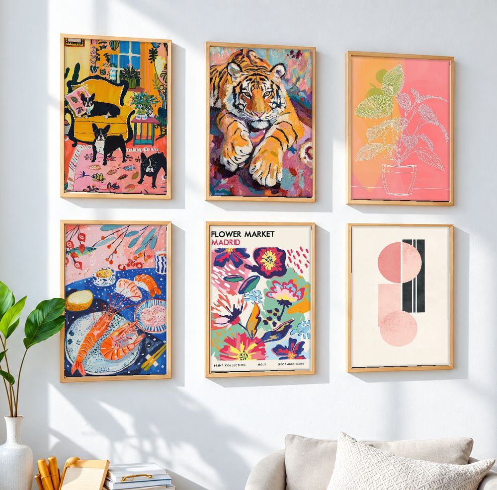 Set de 6 cuadros decorativos que combinan