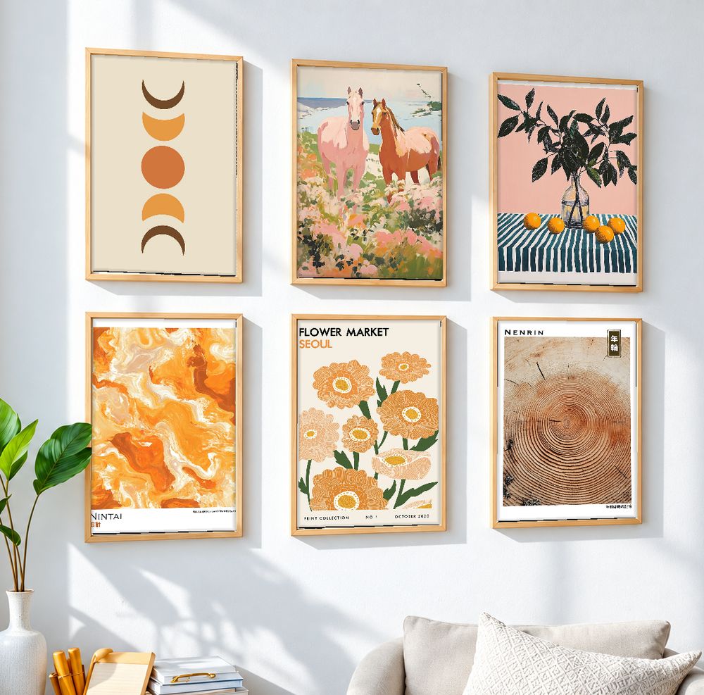 Set de 6 cuadros decorativos que combinan