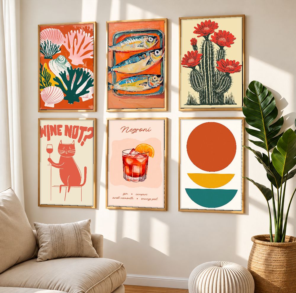 Set de 6 cuadros decorativos que combinan