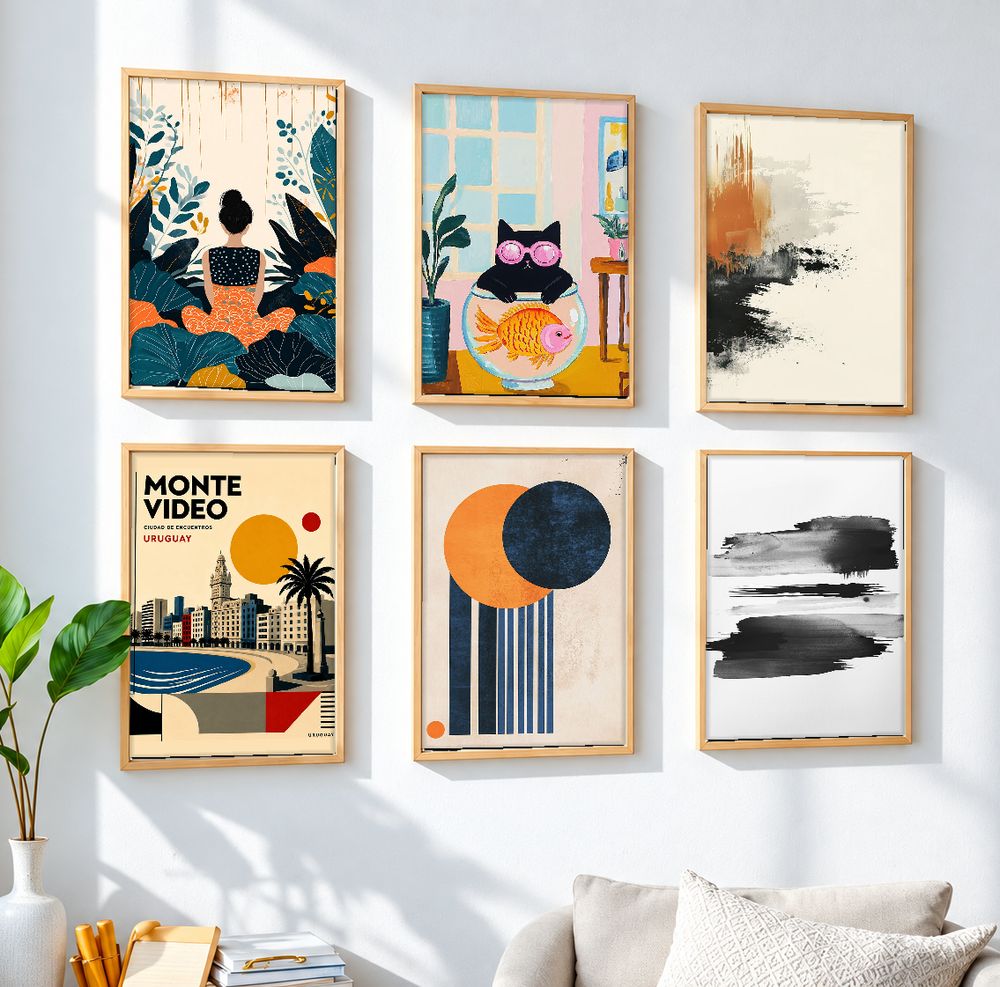 Set de 6 cuadros decorativos que combinan