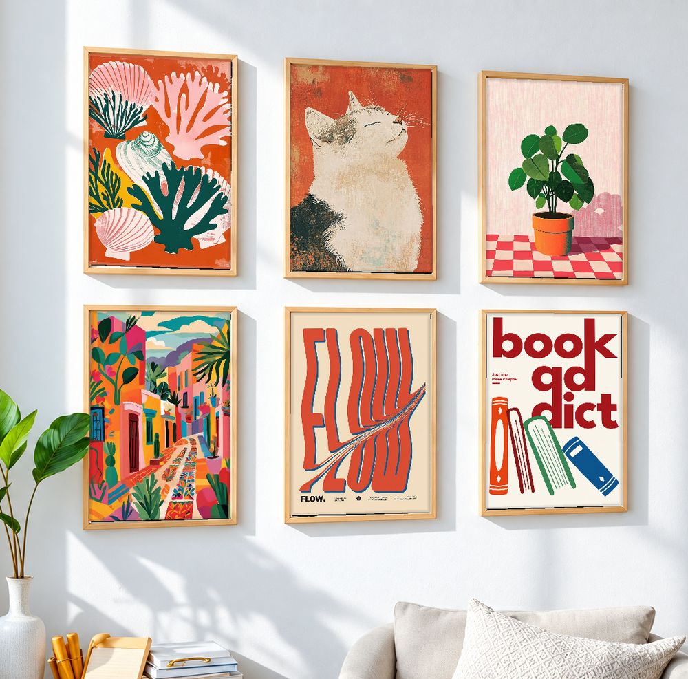 Set de 6 cuadros decorativos que combinan