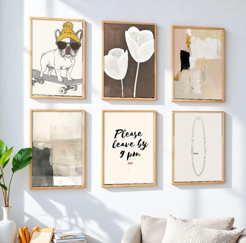 Set de 6 cuadros decorativos que combinan