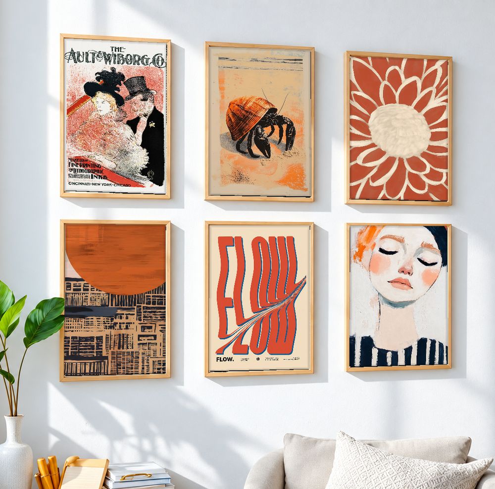 Set de 6 cuadros decorativos que combinan