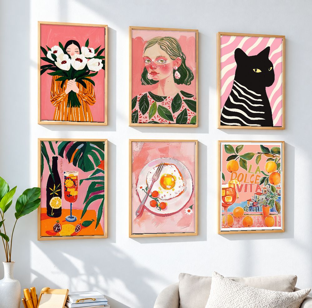 Set de 6 cuadros decorativos que combinan