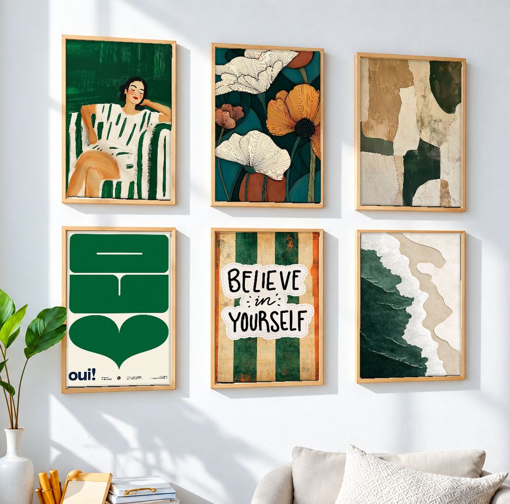 Set de 6 cuadros decorativos que combinan