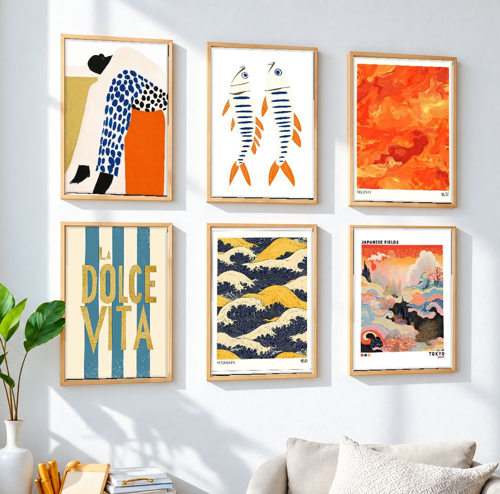 Set de 6 cuadros decorativos que combinan