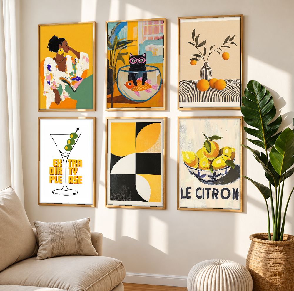 Set de 6 cuadros decorativos que combinan