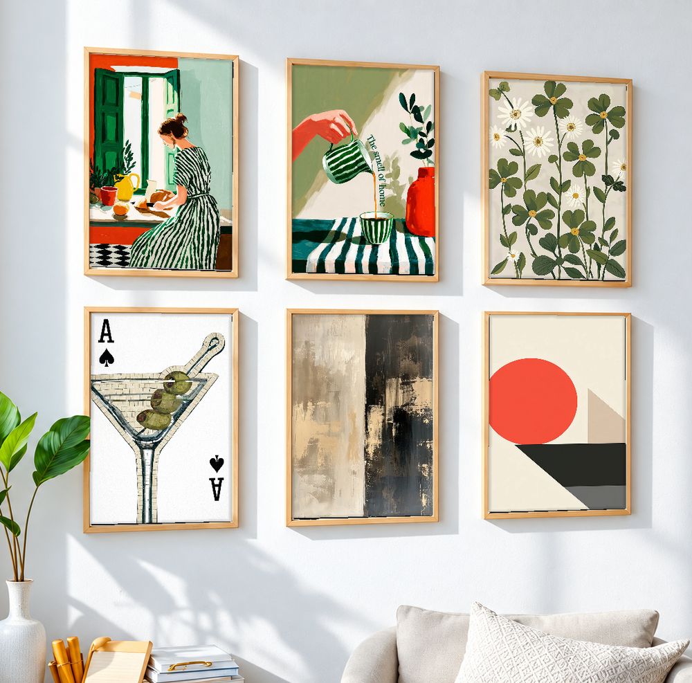 Set de 6 cuadros decorativos que combinan