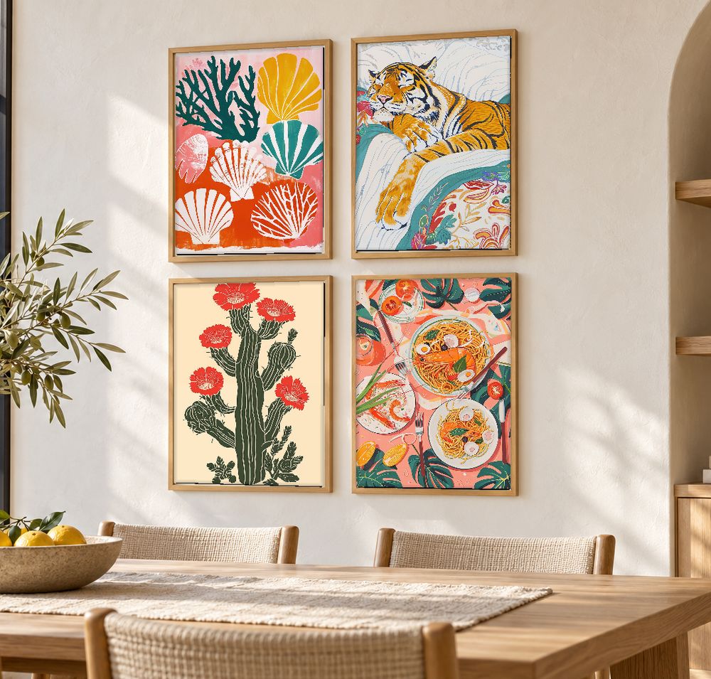 Set de 4 cuadros decorativos que combinan