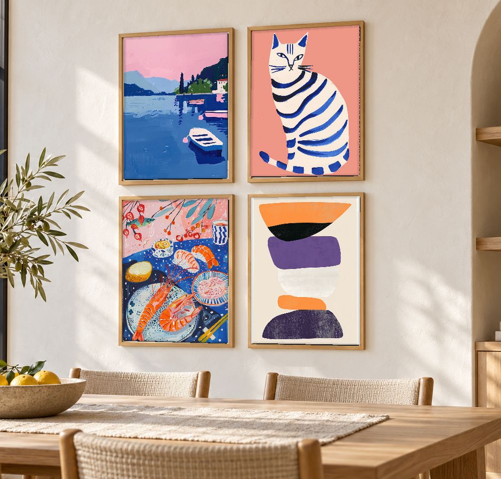 Set de 4 cuadros decorativos que combinan