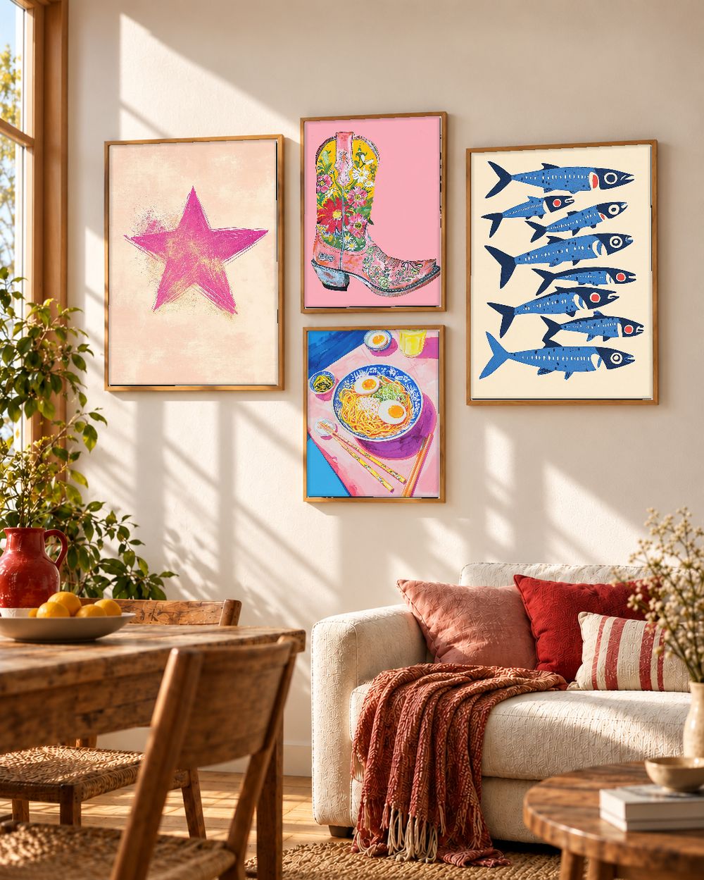 Set de 4 cuadros decorativos que combinan