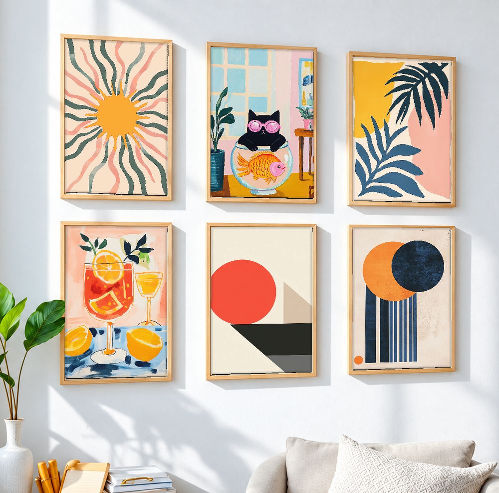 Set de 6 cuadros decorativos que combinan