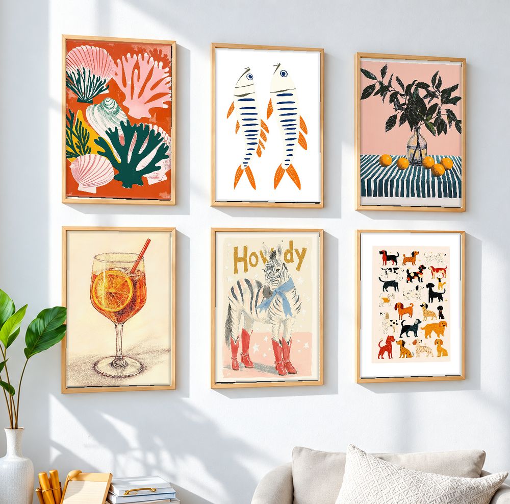 Set de 6 cuadros decorativos que combinan