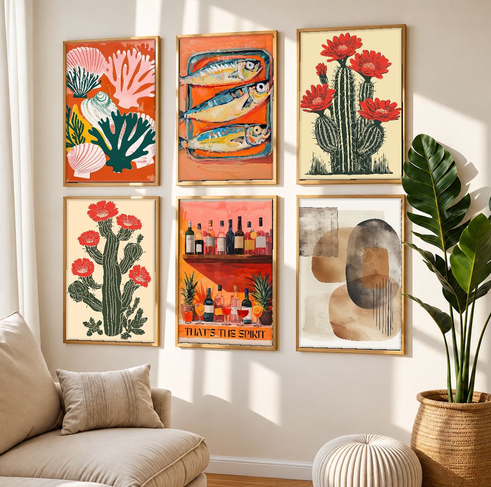 Set de 6 cuadros decorativos que combinan