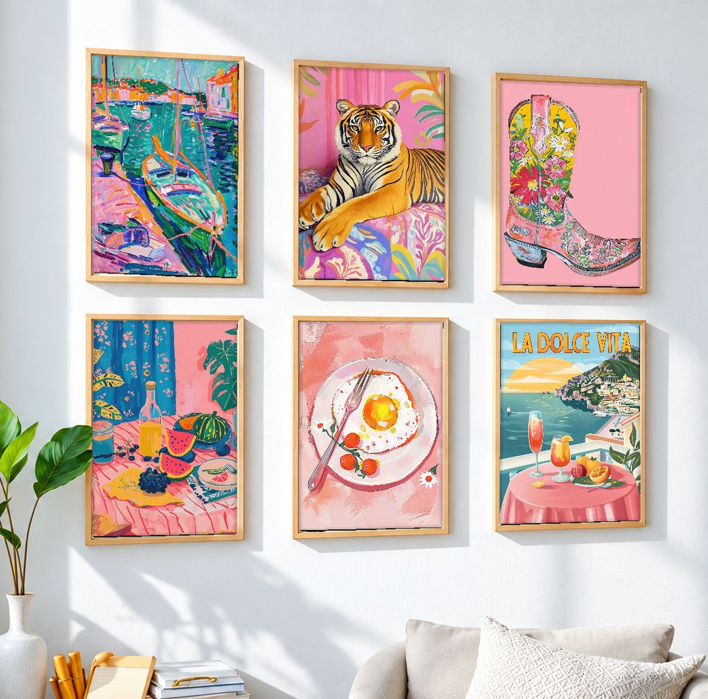 Set de 6 cuadros decorativos que combinan