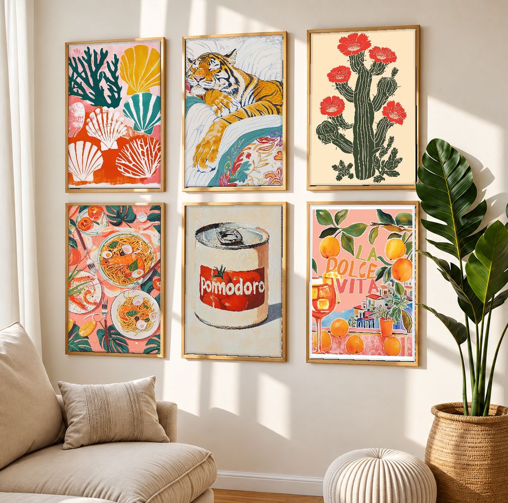Set de 6 cuadros decorativos que combinan
