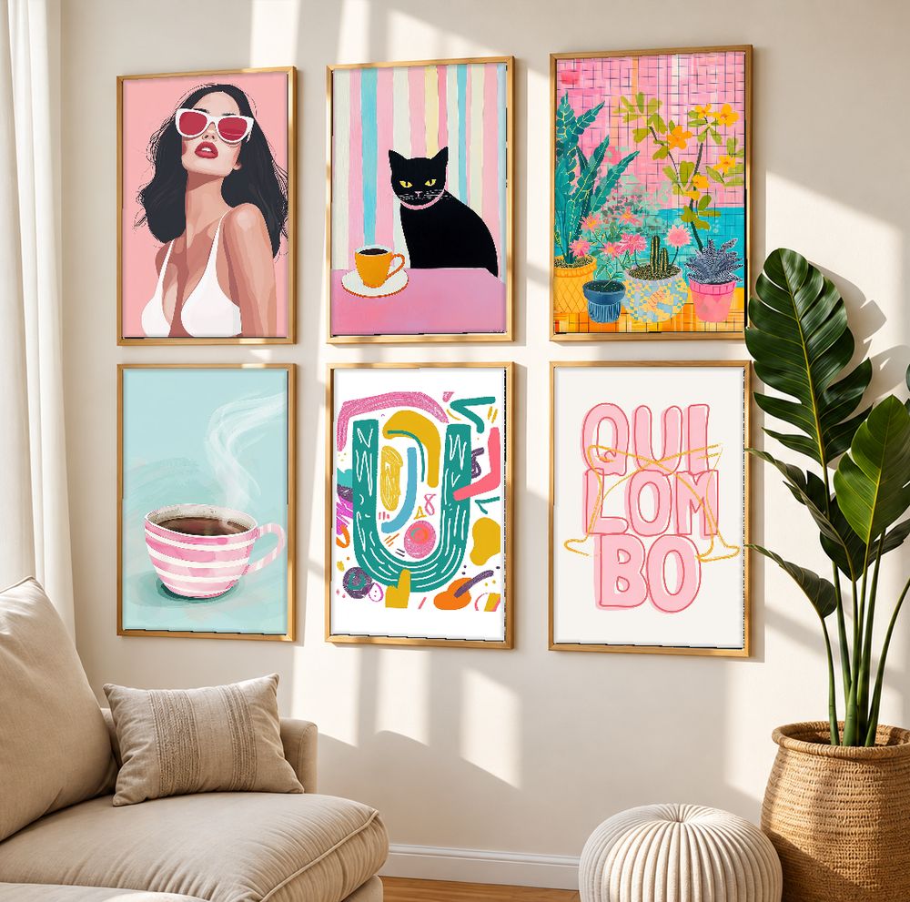 Set de 6 cuadros decorativos que combinan