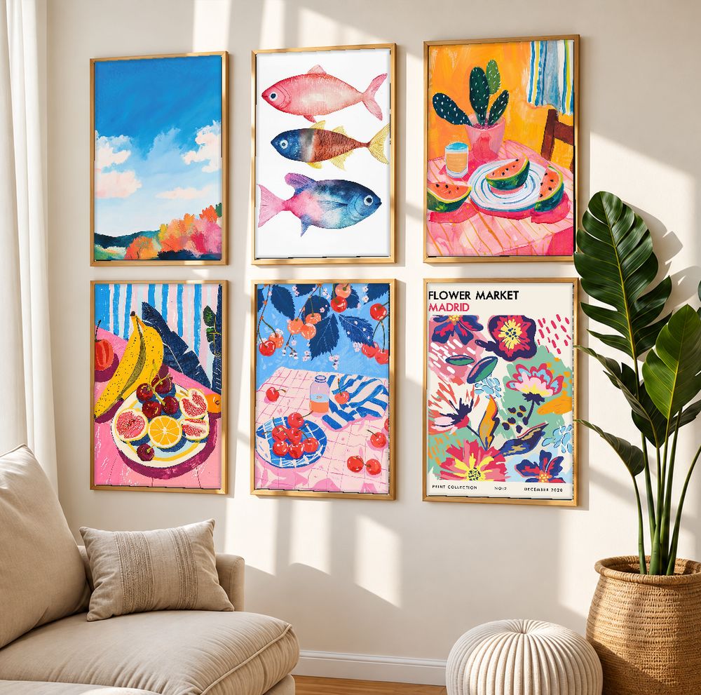 Set de 6 cuadros decorativos que combinan
