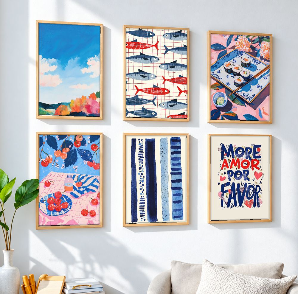 Set de 6 cuadros decorativos que combinan