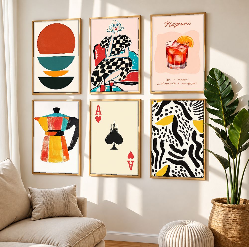 Set de 6 cuadros decorativos que combinan