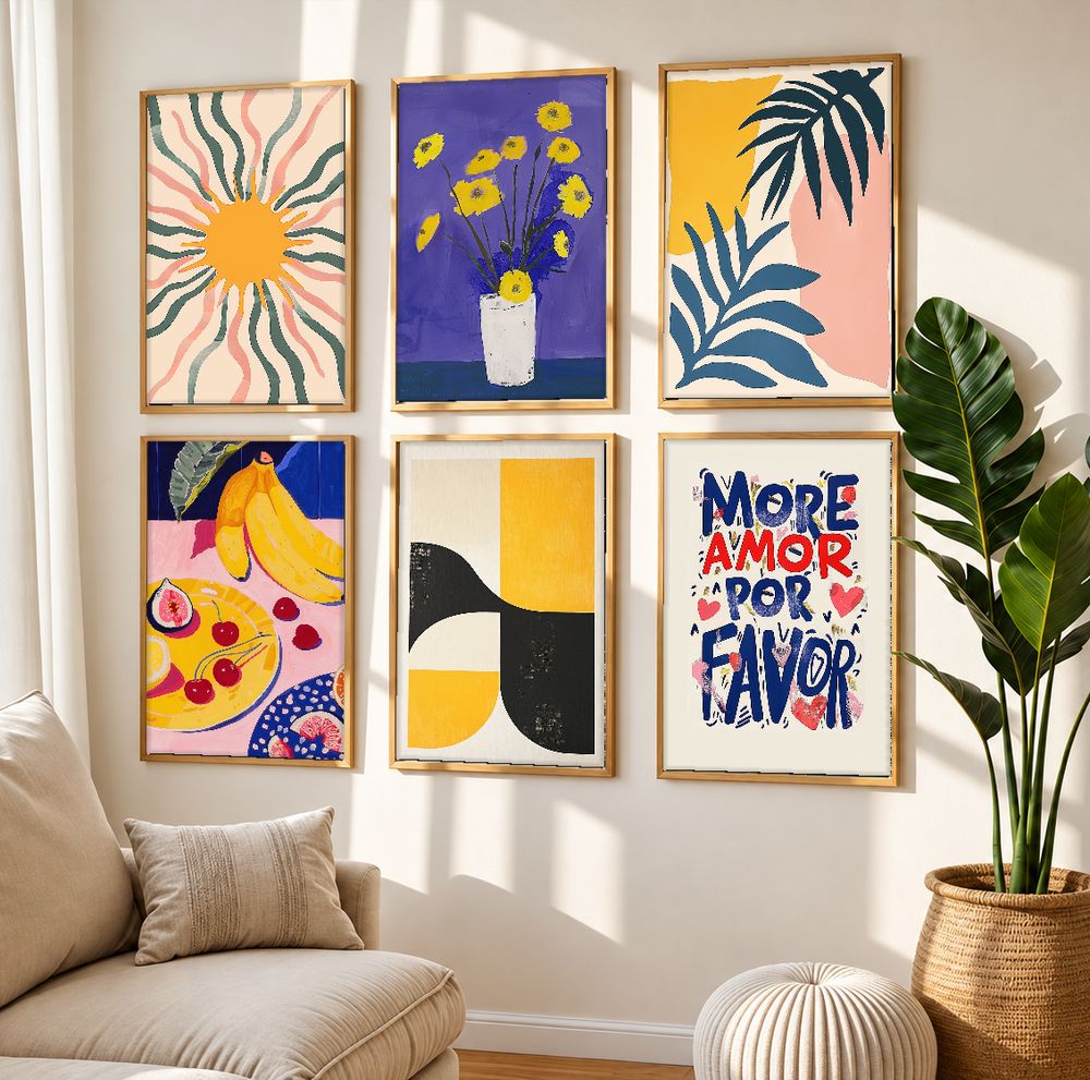 Set de 6 cuadros decorativos que combinan