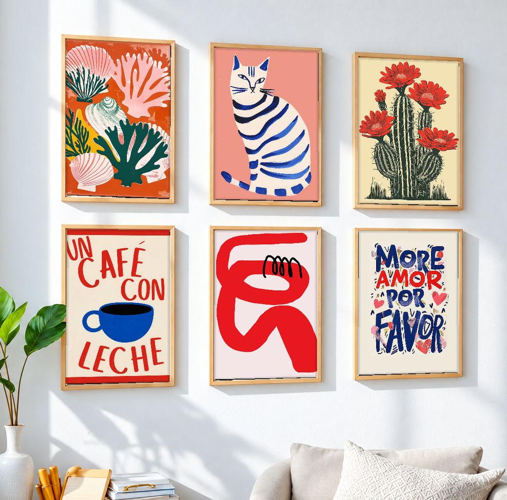 Set de 6 cuadros decorativos que combinan