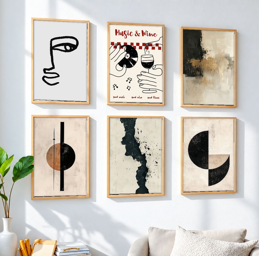 Set de 6 cuadros decorativos que combinan