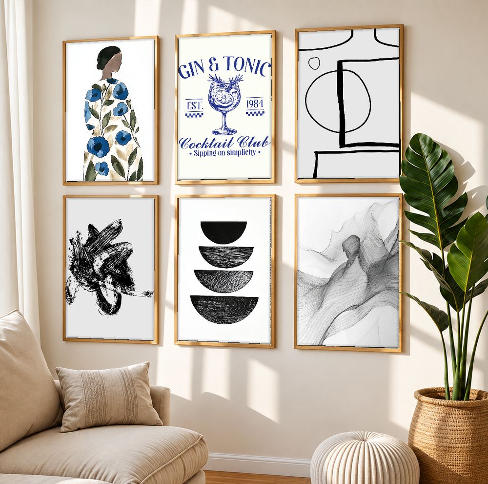 Set de 6 cuadros decorativos que combinan