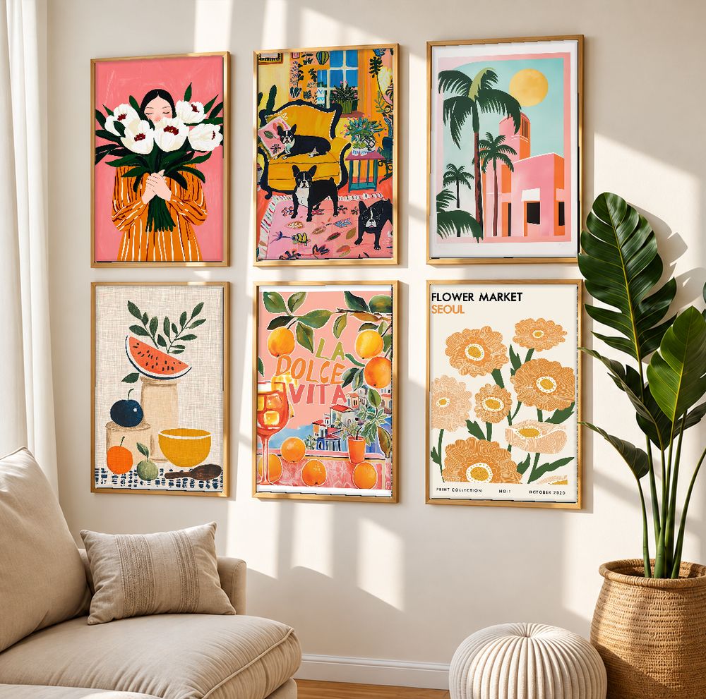Set de 6 cuadros decorativos que combinan