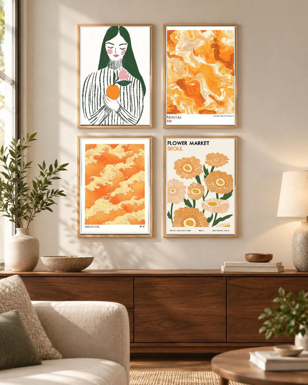 Set de 4 cuadros decorativos que combinan