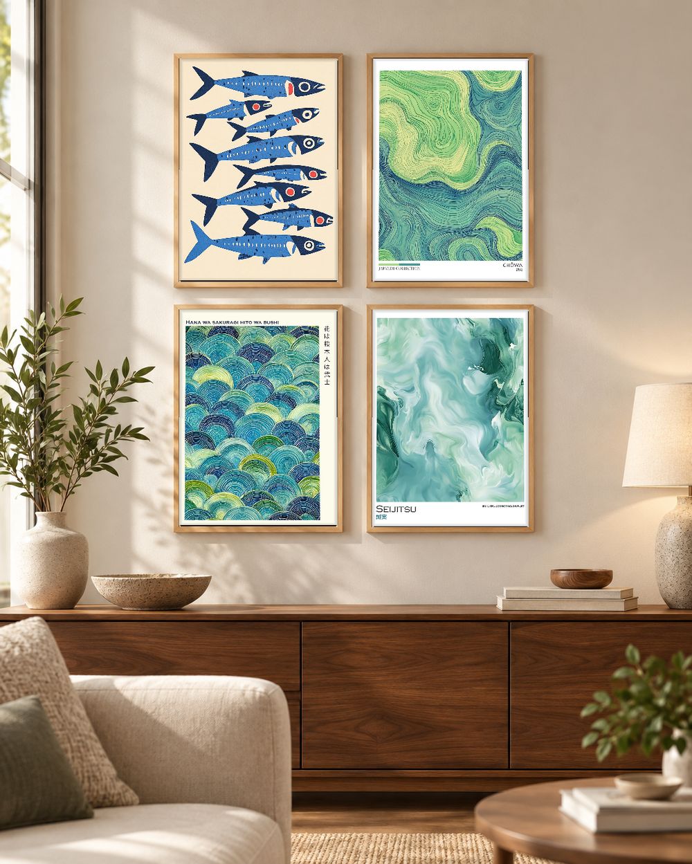 Set de 4 cuadros decorativos que combinan