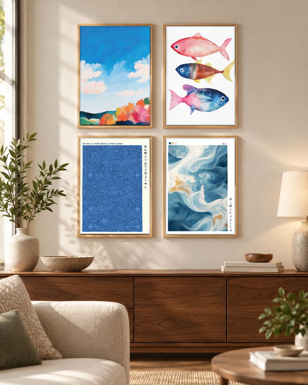 Set de 4 cuadros decorativos que combinan