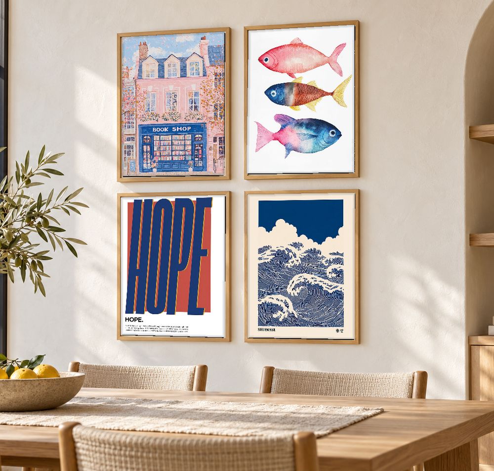 Set de 4 cuadros decorativos que combinan