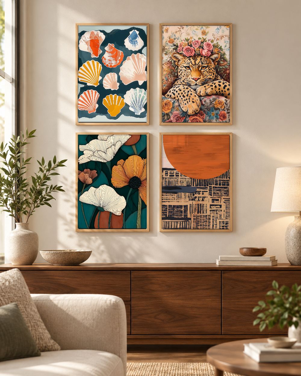 Set de 4 cuadros decorativos que combinan