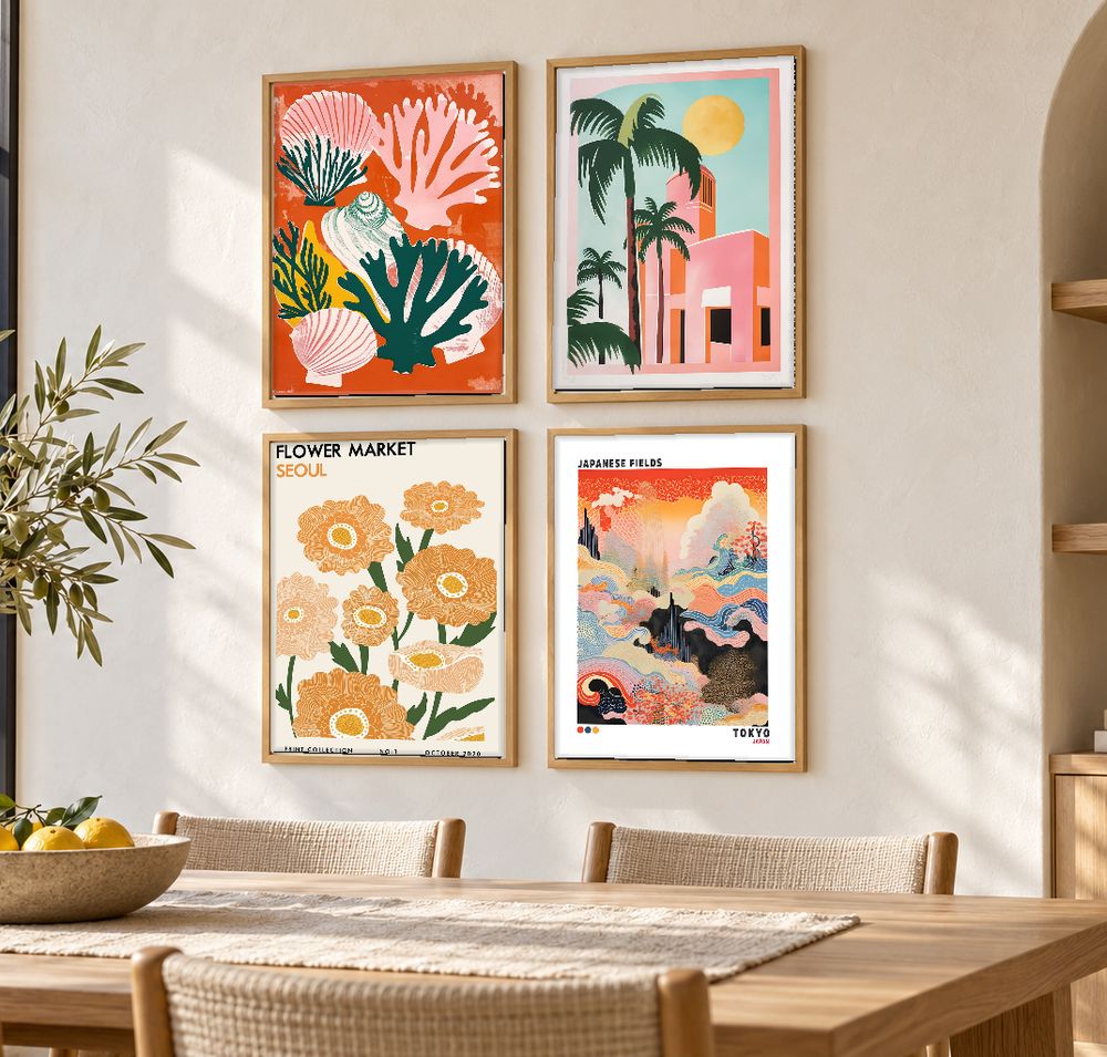 Set de 4 cuadros decorativos que combinan