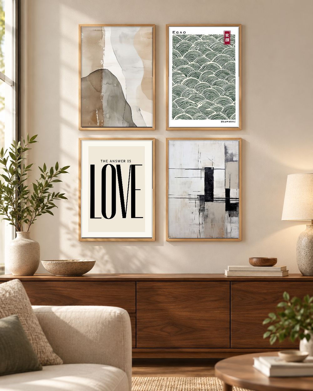 Set de 4 cuadros decorativos que combinan