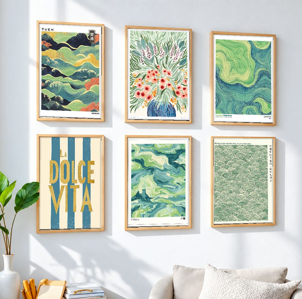 Set de 6 cuadros decorativos que combinan
