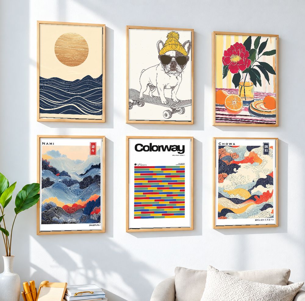 Set de 6 cuadros decorativos que combinan