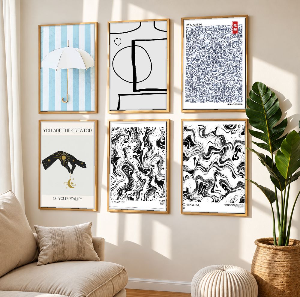 Set de 6 cuadros decorativos que combinan