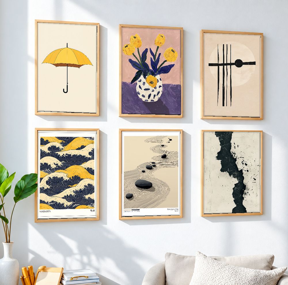 Set de 6 cuadros decorativos que combinan